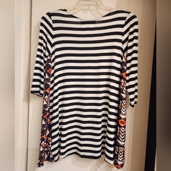 Anthropologie Pattern Play Swing Tunic by Puella Black Stripe XS or XXS NWOT - Picture 6 of 7